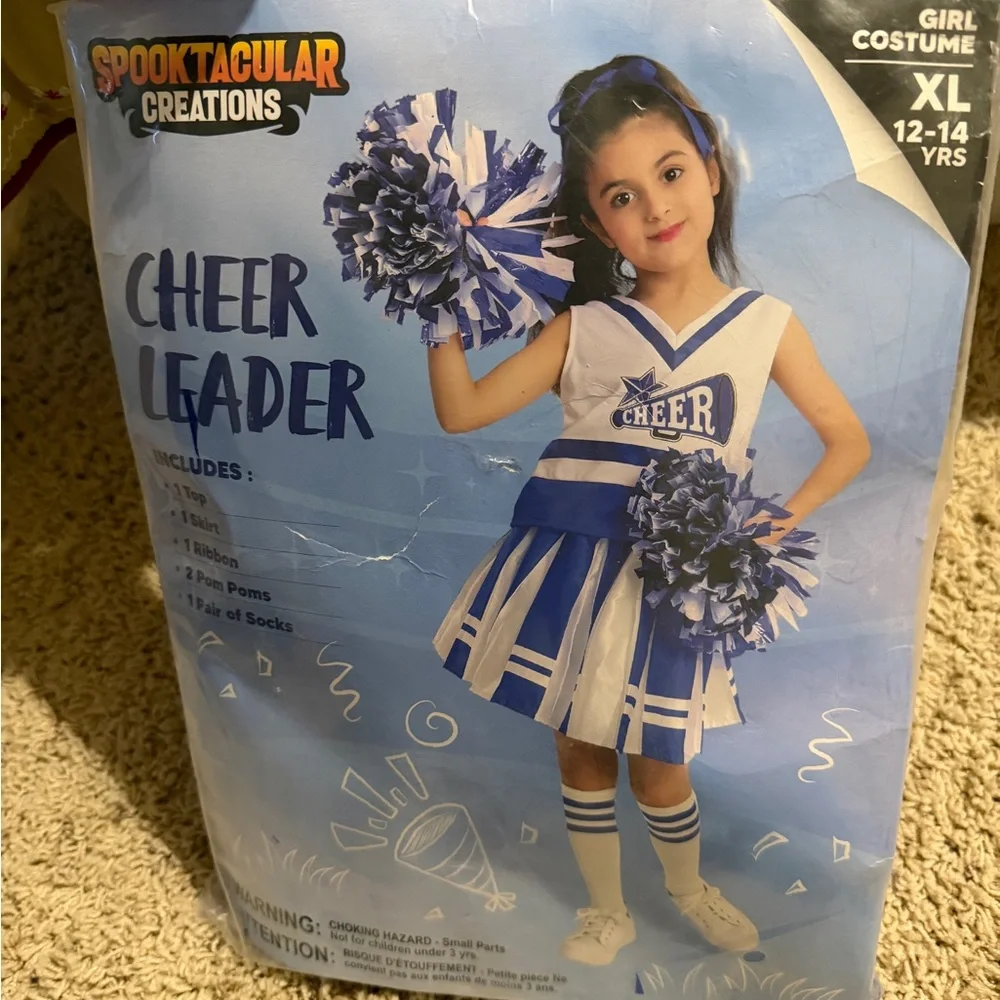 Blue and White Girls Cheerleader Costume Set Size XL (12-14 years)‎ NEW - Picture 3 of 6